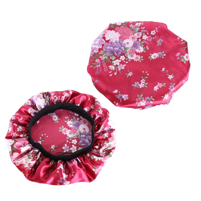 Popular Women Printing Flower Chemo Hat Silkysatin Bonnet Sleep Hat Head Wrap Sleeping Head Cover