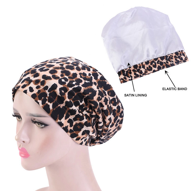 Satin Lined Sleep Cap Cotton Turban Bonnet Hat