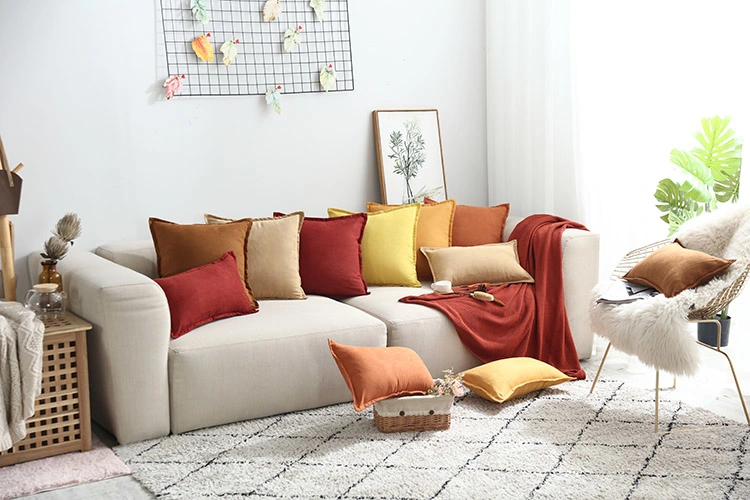 Yellow Brown Orange Warm Color Solid Pillow Case Cushion Cover Suede Home Decorative Pillow Case 45X45cm/60X60cm/30X50cm