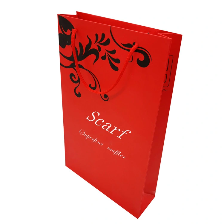 Glossy Custom Printed Logo Silk Scarf Paper Bag with Design