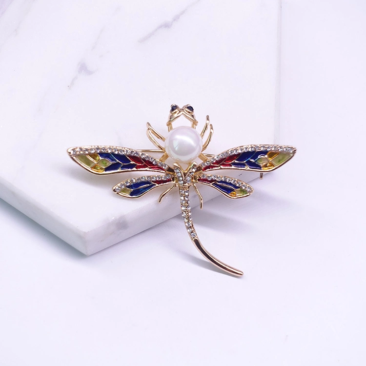Vintage High-End Dragonfly Silk Scarf Buckle Clothing Accessories Animal Brooch