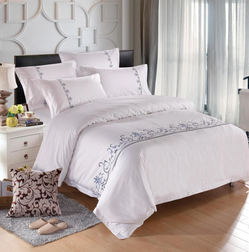 Jivea- Made Linen Hotel Bed Sheets Set Embroidery Pillow Slip