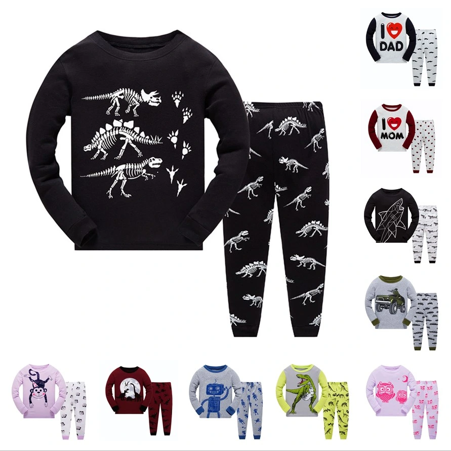 Hot Selling 100% Cotton OEM Service Pyjamas Kids Pajamas 2 PCS Girl Boys Kids Pajamas Sets