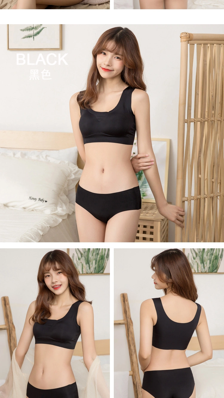 High Quality Seamless Push up Sports Light Grey Ice Silk Unwired Sleep Bra