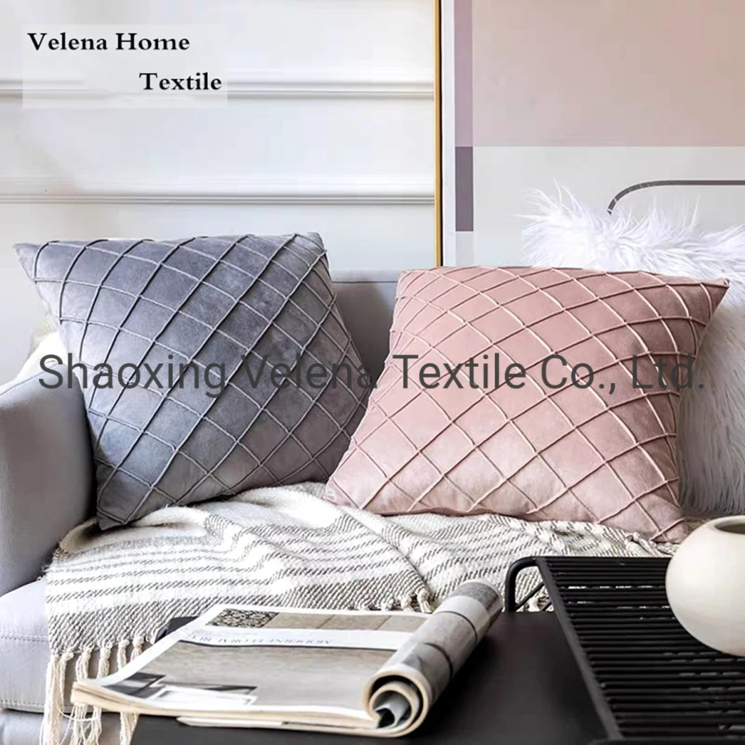 Wholesale Decorative Holland Velvet Square Throw Pillow Sofa Cushion Covers Home Textile Fabric
