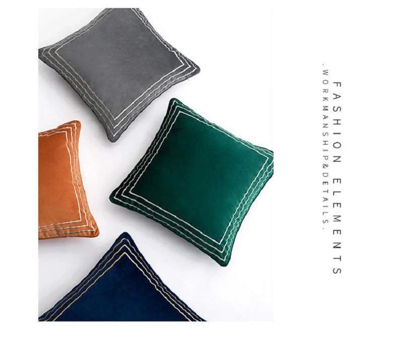 5 Star Hotel Supply Embroidery Silky and Soft Dark Gray Velvet Throw Pillow Covers