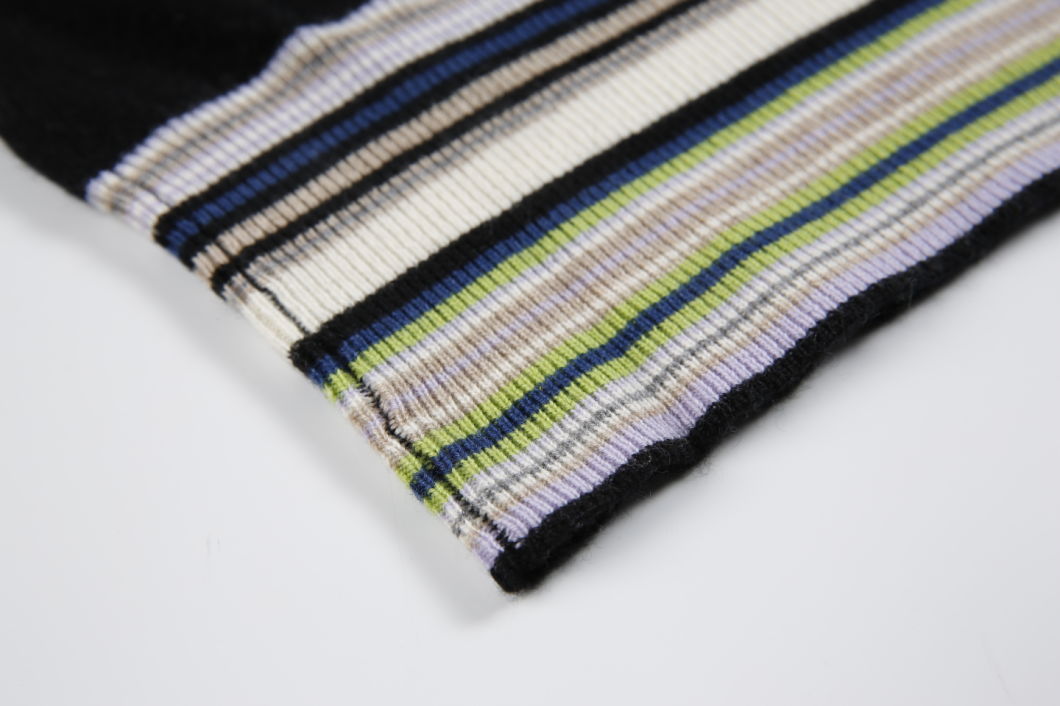 Womens Silk Cashmere Sweater Knitting Striped Knitwear Turtleneck Sweater