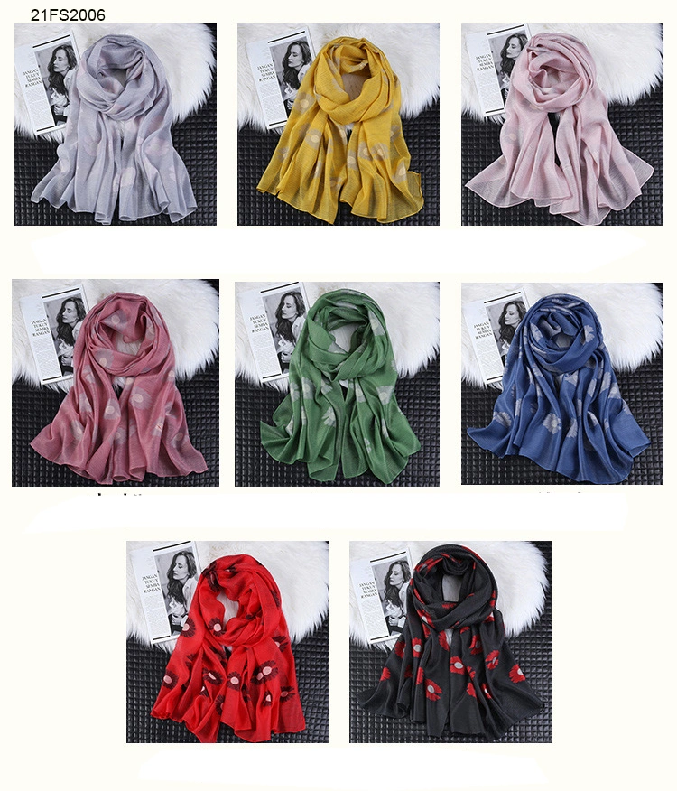 Organza Silk Scarf Shawls Embroidery Muslim Ladies Hijab Scarf Wholesale Long Floral Organza Hijab Veils