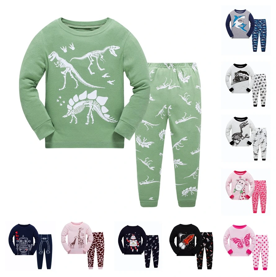 Hot Selling 100% Cotton OEM Service Pyjamas Kids Pajamas 2 PCS Girl Boys Kids Pajamas Sets