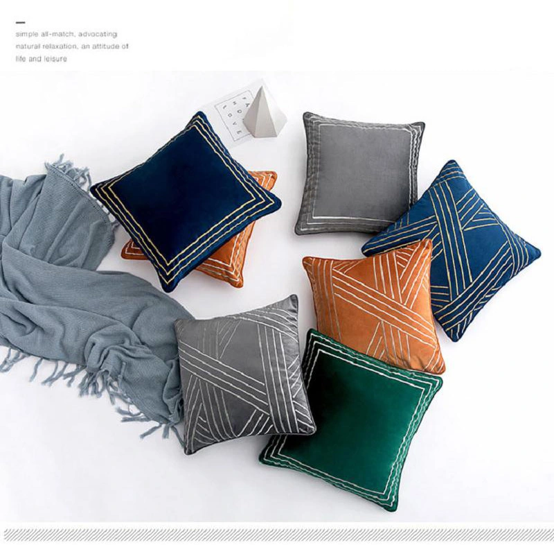 5 Star Hotel Supply Embroidery Silky and Soft Dark Gray Velvet Throw Pillow Covers