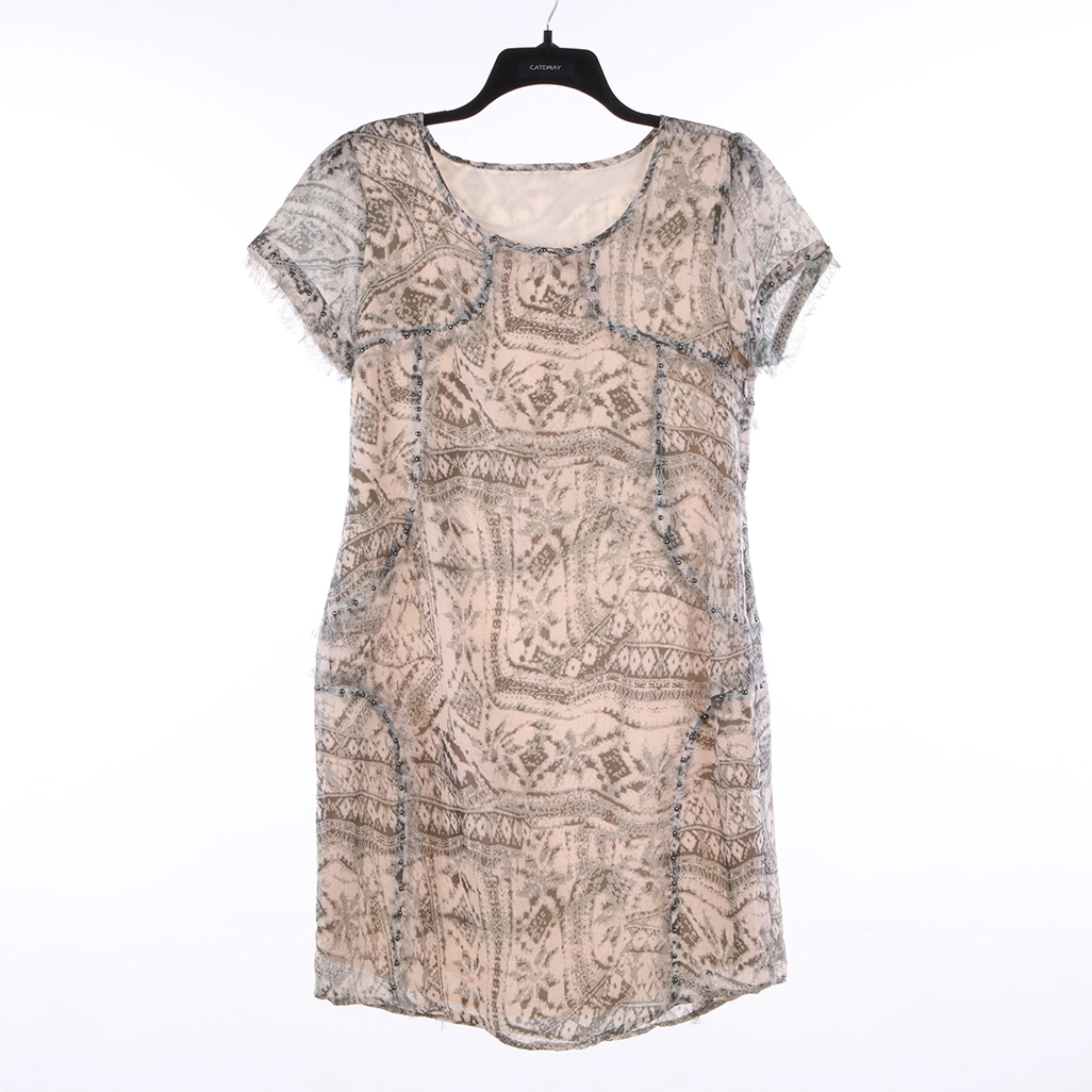 Silk Hand Made Camo Print Raw Hem Tassels Lined Ladies MIDI Dress for Women/Women