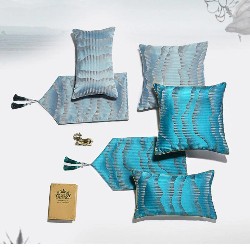 Five-Star Hotel Supply Jacquard Silky and Soft Deep Sky Blue Throw Pillow Covers
