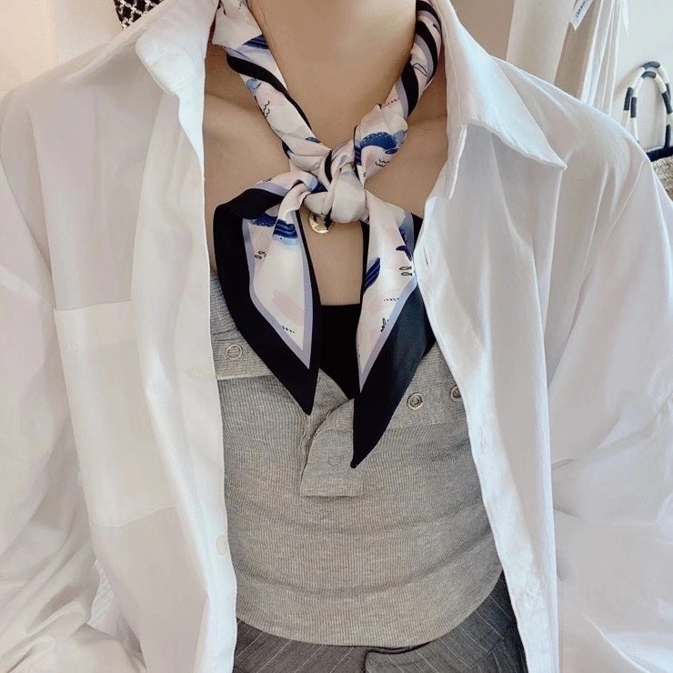 Square Fashion Small Hair Tie Band Women Fashion Accessory Stripe for Silk Scarf