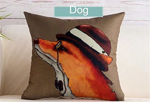 Geometrical Animal Design Digital Printing Pillow Covers Linen Fabric