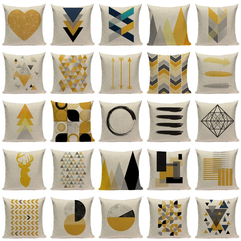 Custom Throw Pillow Covers Geometric Cushion Cover Nordic Decoration Home High Quality Yellow Deer Cushion