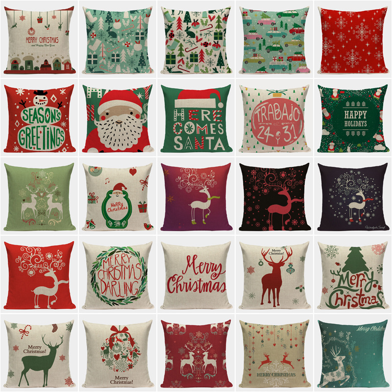 High Quality Christmas Pillow Covers Custom Linen Cushion Decorations for Home Car Print Throw Pillows Dropshipping