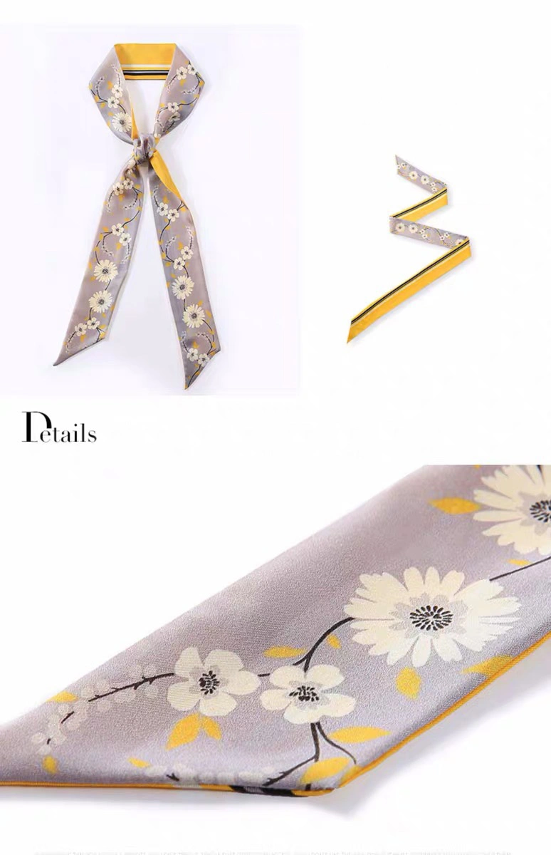 100% Silk Twill Scarf Handbag Handle Wrap Decoration Scarves Bag Twilly Accessories