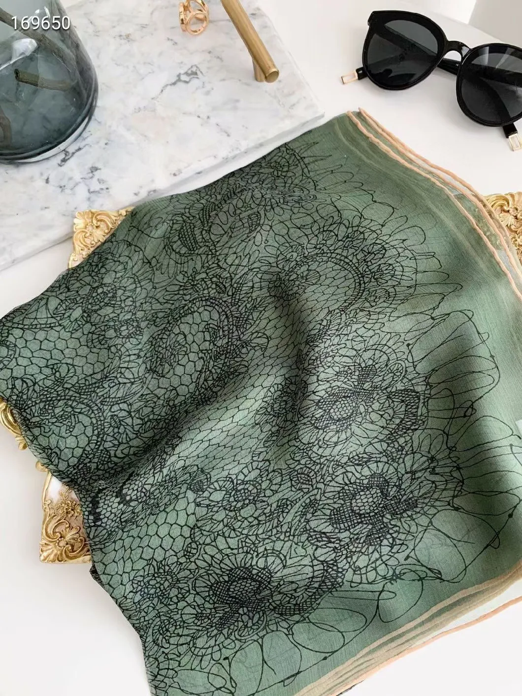 2021 Summer New Trendy Fashion Pure Silk Scarf Shawl Superlight Soft