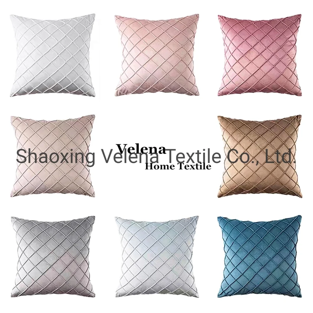 Wholesale Decorative Holland Velvet Square Throw Pillow Sofa Cushion Covers Home Textile Fabric
