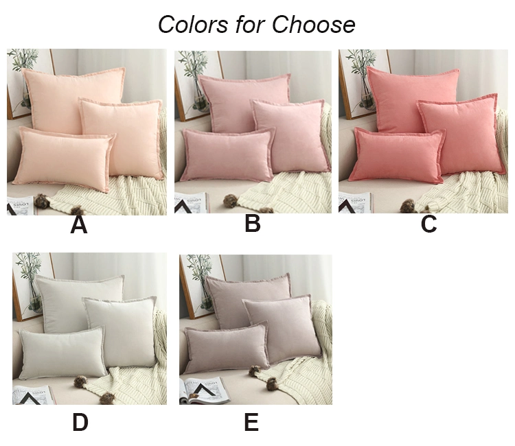 Solid Pillow Case Pink Cushion Cover Ivory Suede Soft Home Decorative Pillow Case Fringed 45X45cm/60X60cm/30X50cm