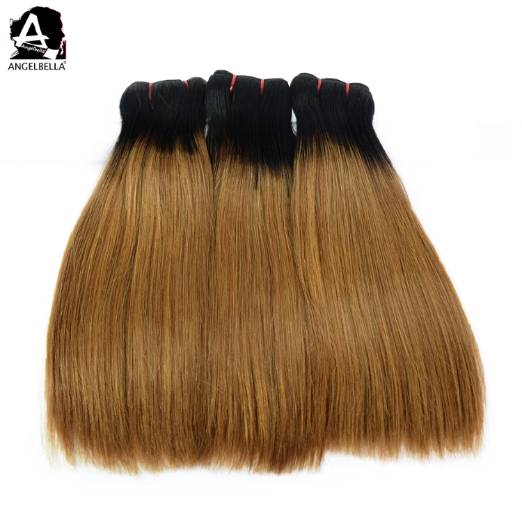 Angelbella Great Ombre Hair Super Double Drawn Silk Straight Weft Remy Hair Bundles