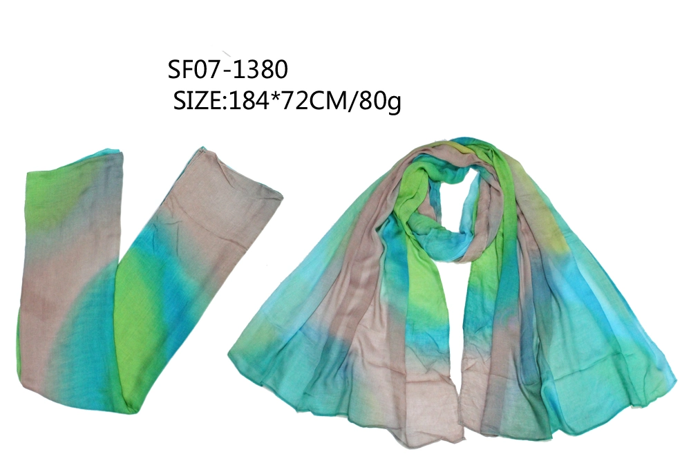 Spring Autumn Lady Fashion Soft Tie-Dye Chiffon Scarf Silk-Screen