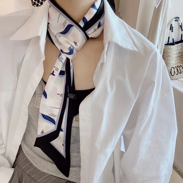 Square Fashion Small Hair Tie Band Women Fashion Accessory Stripe for Silk Scarf