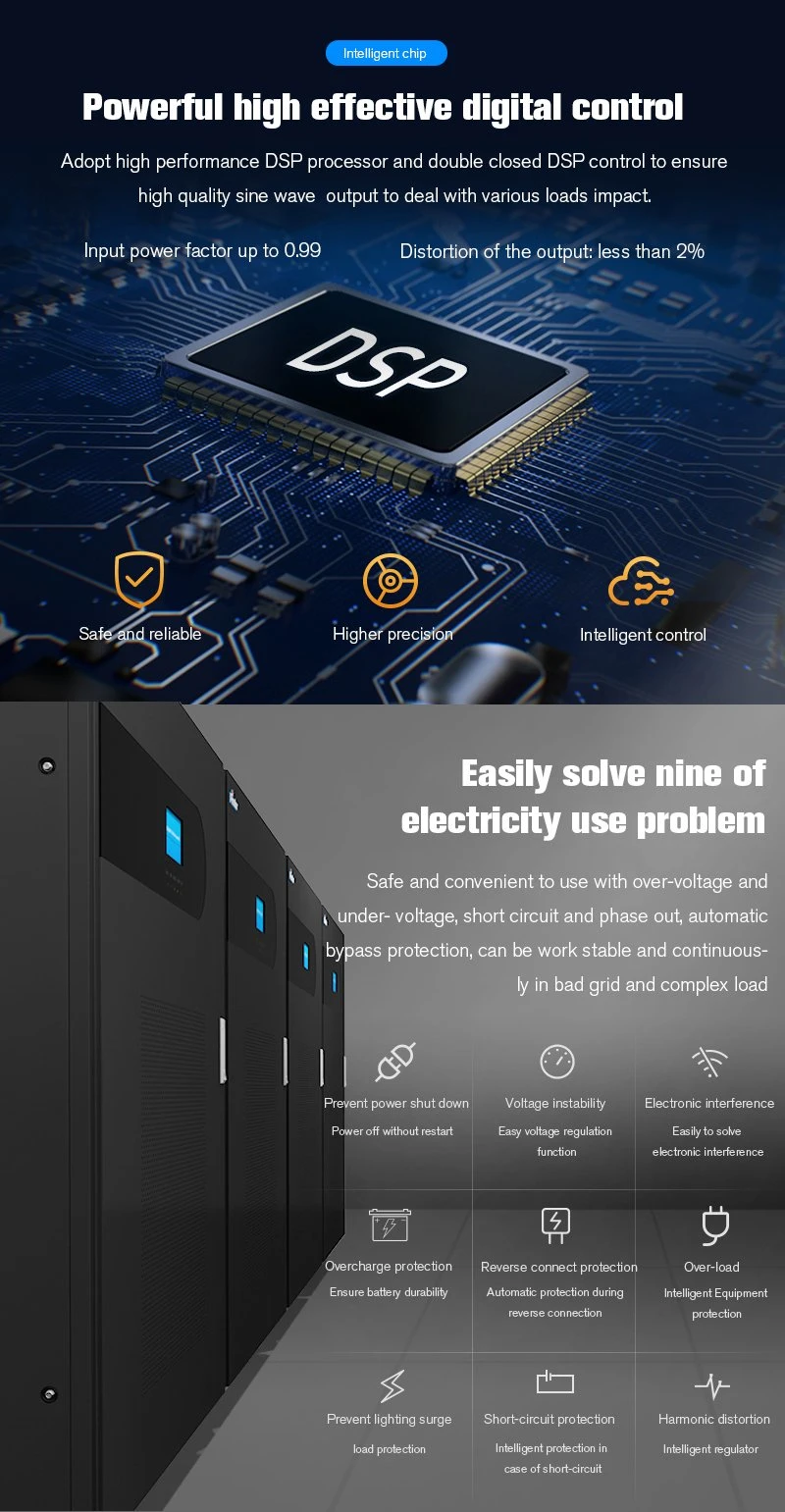 160kVA Three Phase Industrial-Grade Online Low Frequency UPS Transformer Based