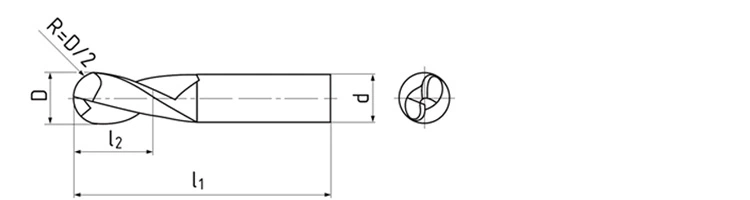 DIN1889 2 Flutes Rotary HSS Double Ended Ball Nose End Mills Cutter