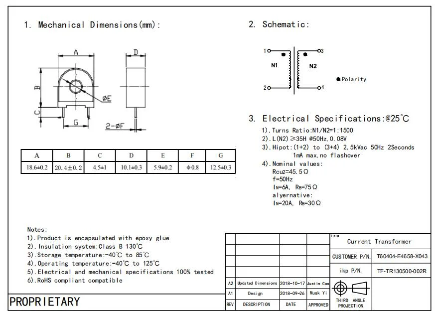 AC Current Toroidal Transformer CT Transformer