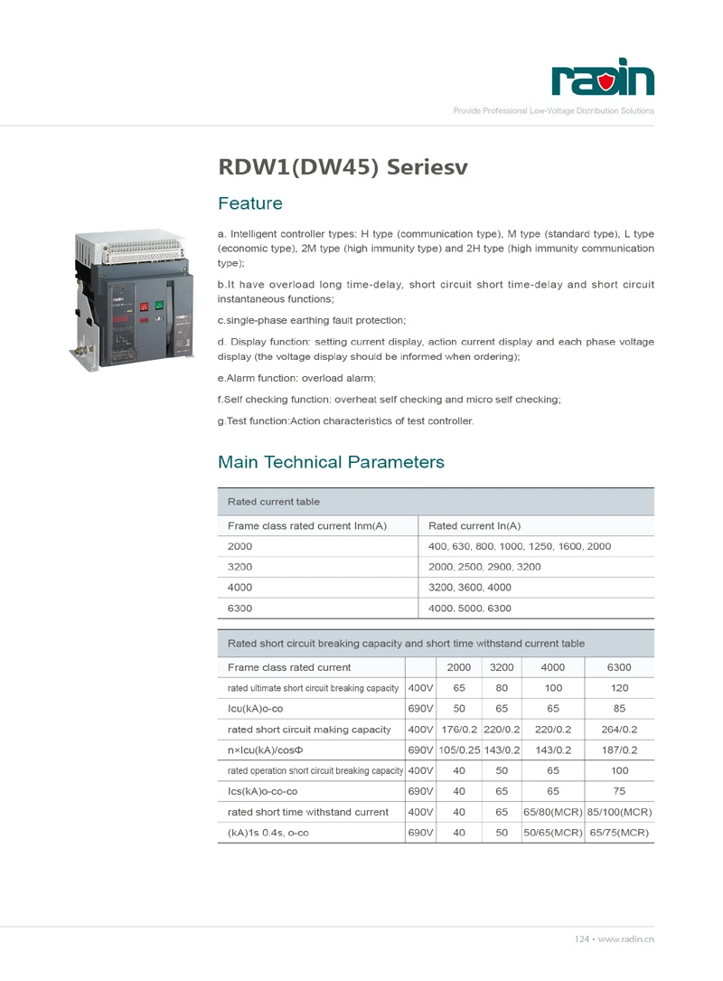 Switchgear Circuit Breaker 2000A, Draw out Type Acb