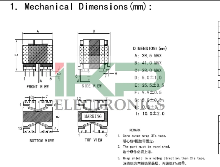 Pq Type (PQ3535 SERIES) High Frequency Transformer Factory Price