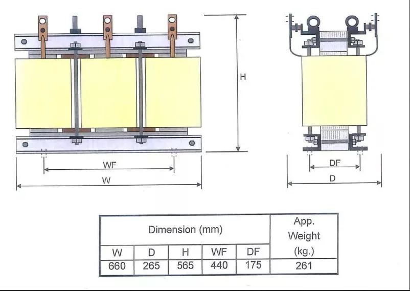 3 Phase 380V Dry Type Natural Cooled Separated Isolated Transformer 50kVA