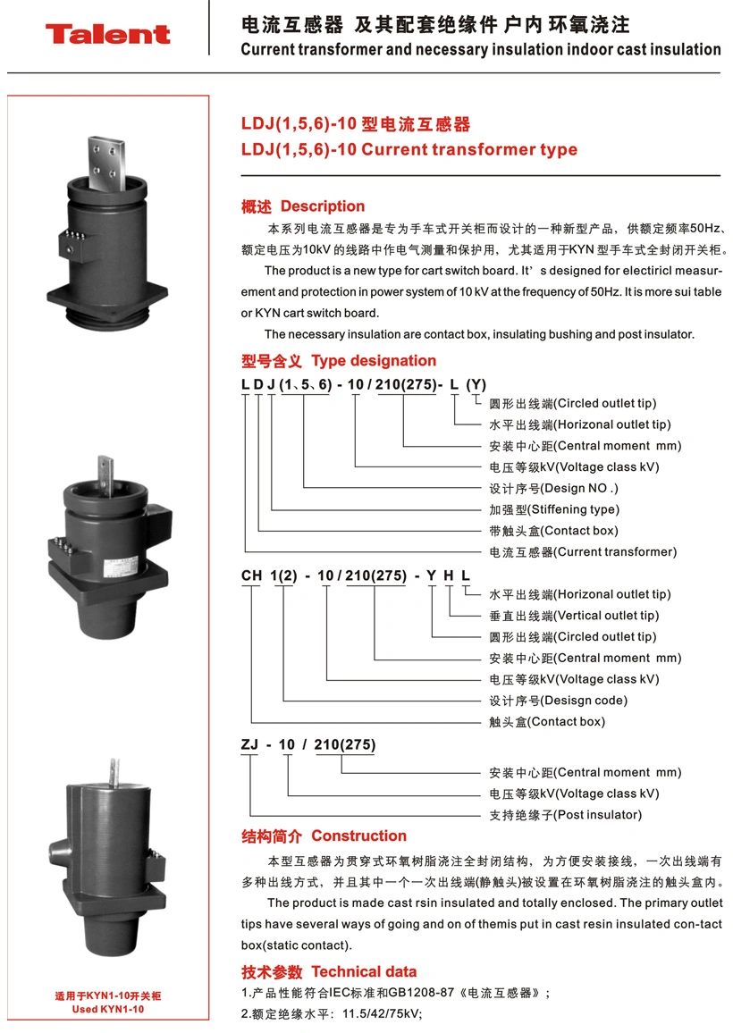 Ldj (1, 5, 6) -10 Indoor Cast-Resin 3150A 25va Current Transformer