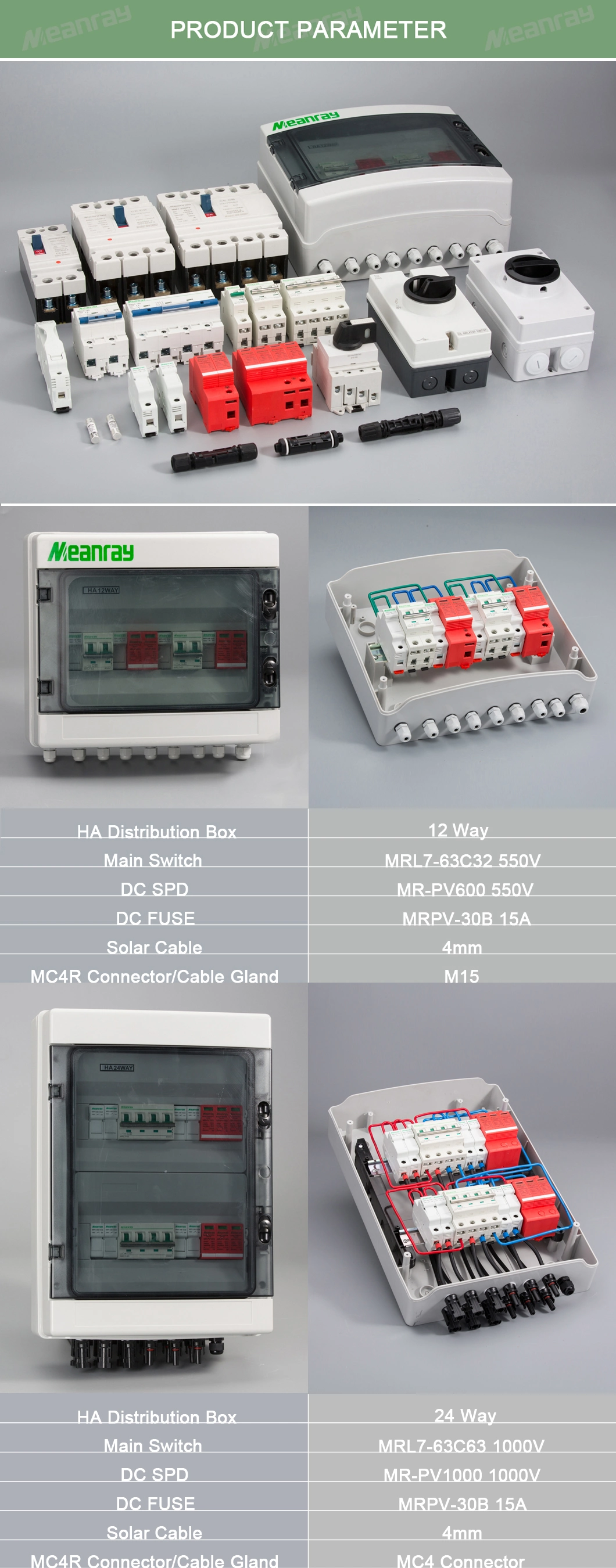 Combiner Box with Mc4 PV Multi-String for 500/1000V Solar System