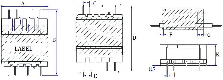 Mn-Zn High Frequency 230V to 12V AC Transformer Electric Power Transformers