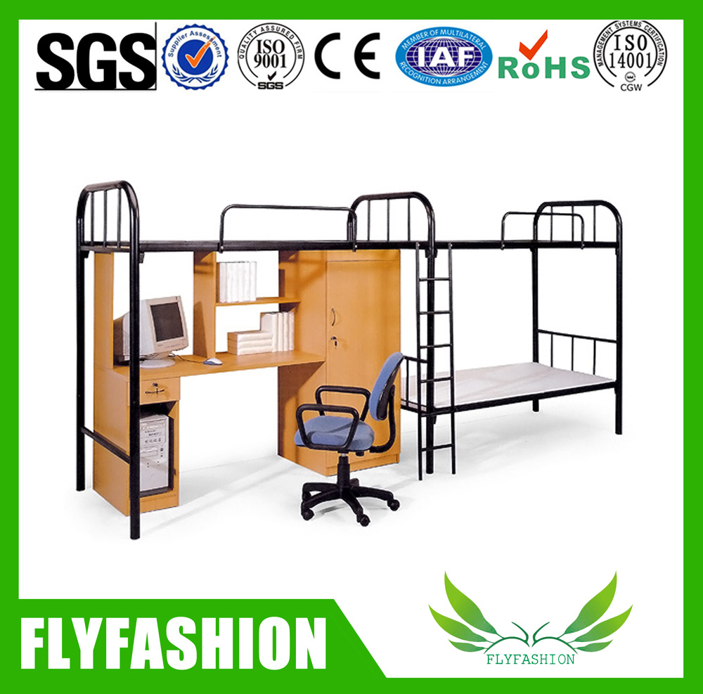 Two Persons Double Bunk Bed with Desk Cabinet Dormitory Bed