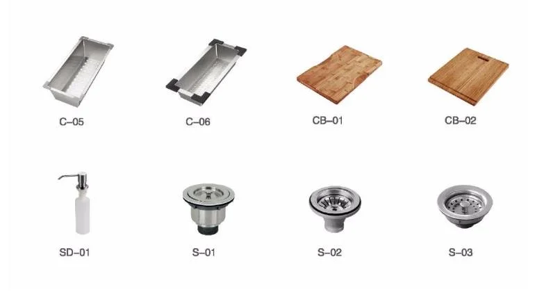 Custom Designed 304 Stainless Steel Kitchen Sinks Cabinets Faucets Kitchen Accessories, Bathroom Accessories
