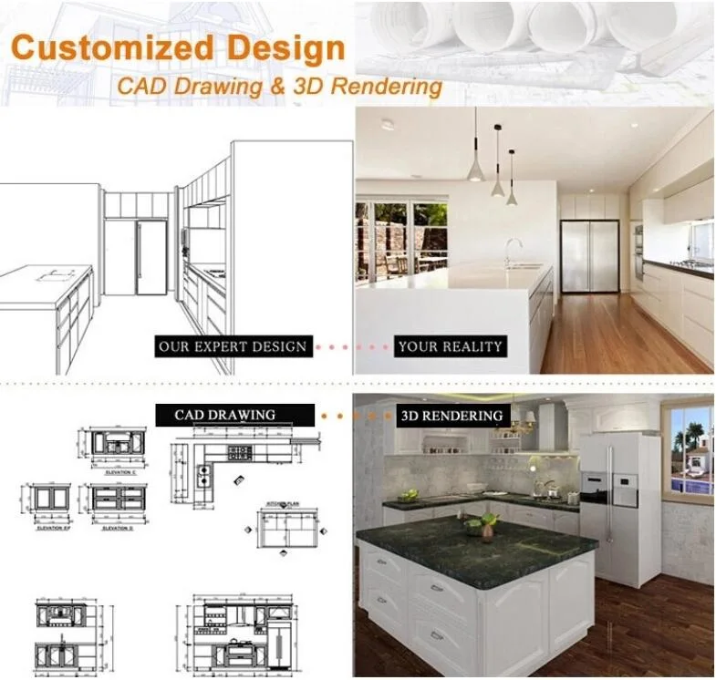 Easy Top Full Cabinets White Solid Wood Kitchen Cabinets in Modern Style