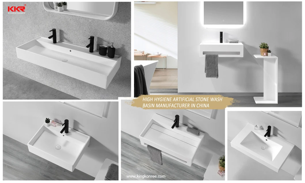 Modern Bathroom Solid Surface Basin Corner Vanity Wall Hang Wash Basin