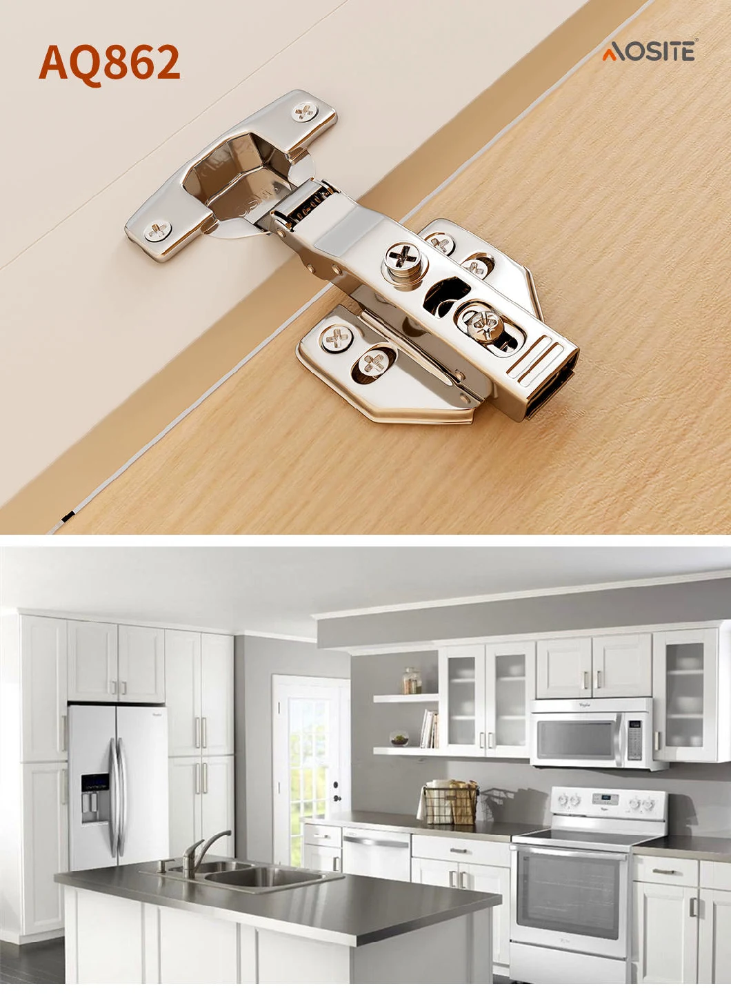 AQ862 Clip on Hydraulic Damping Cabinet soft-closing Hinge Kitchen Cabinet Hinges