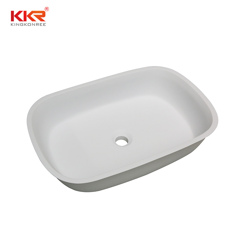 Kkr Bathroom Basin Sanitary Ware Wash Basin White Matte Solid Stone Sinks