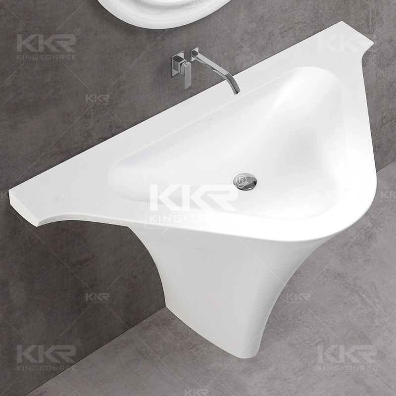 Customized Hotel Project Solid Surface Stone Freestanding Basin Bathroom Wash Basin Stone Sink