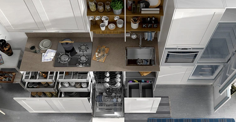 Oppein Straight Line Modern Lacquering Kitchen Sink Cabinets
