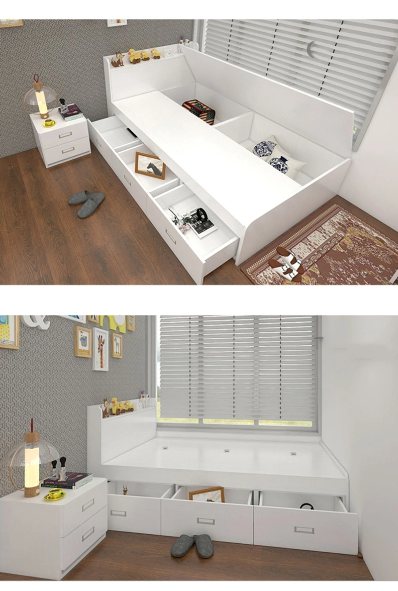 Cheap Modern Wooden Bedroom School Dormitory Furniture Metal Double Bunk Kids Children Bed with Cabinet