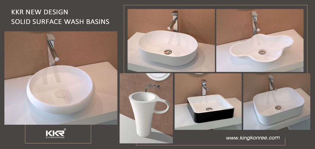 Kkr Bathroom Basin Sanitary Ware Wash Basin White Matte Solid Stone Sinks