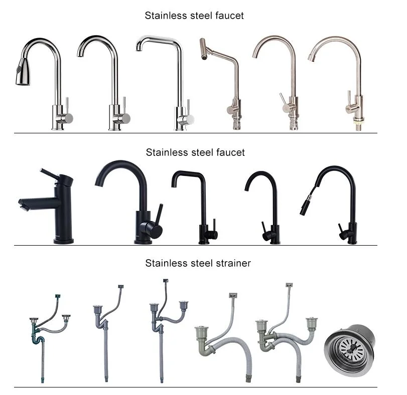 Wholesale Kitchen Stainless Steel Sink with Faucet Bathroom Equipment Bathroom Sink Stainless Steel Sink Accessories