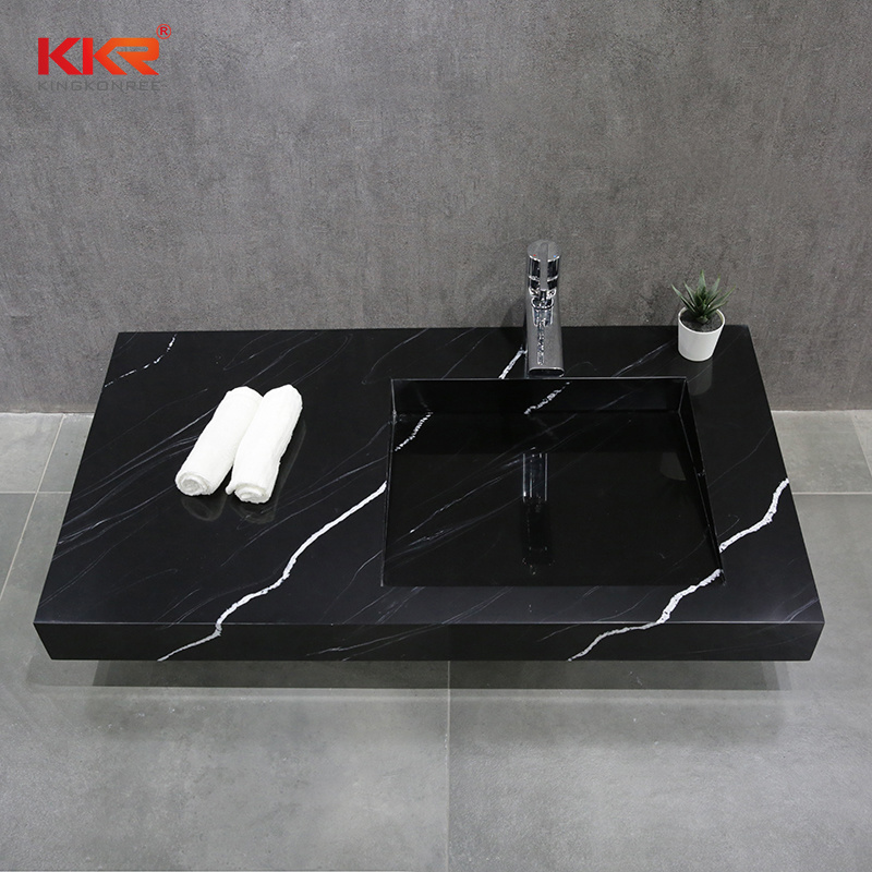 2021 France Luxury Artificial Marble Bathroom Vanity Cabinet Sink Hotel Design