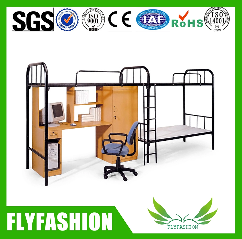2 Persons Double Bunk Bed with Desk Cabinet Dormitory Bed