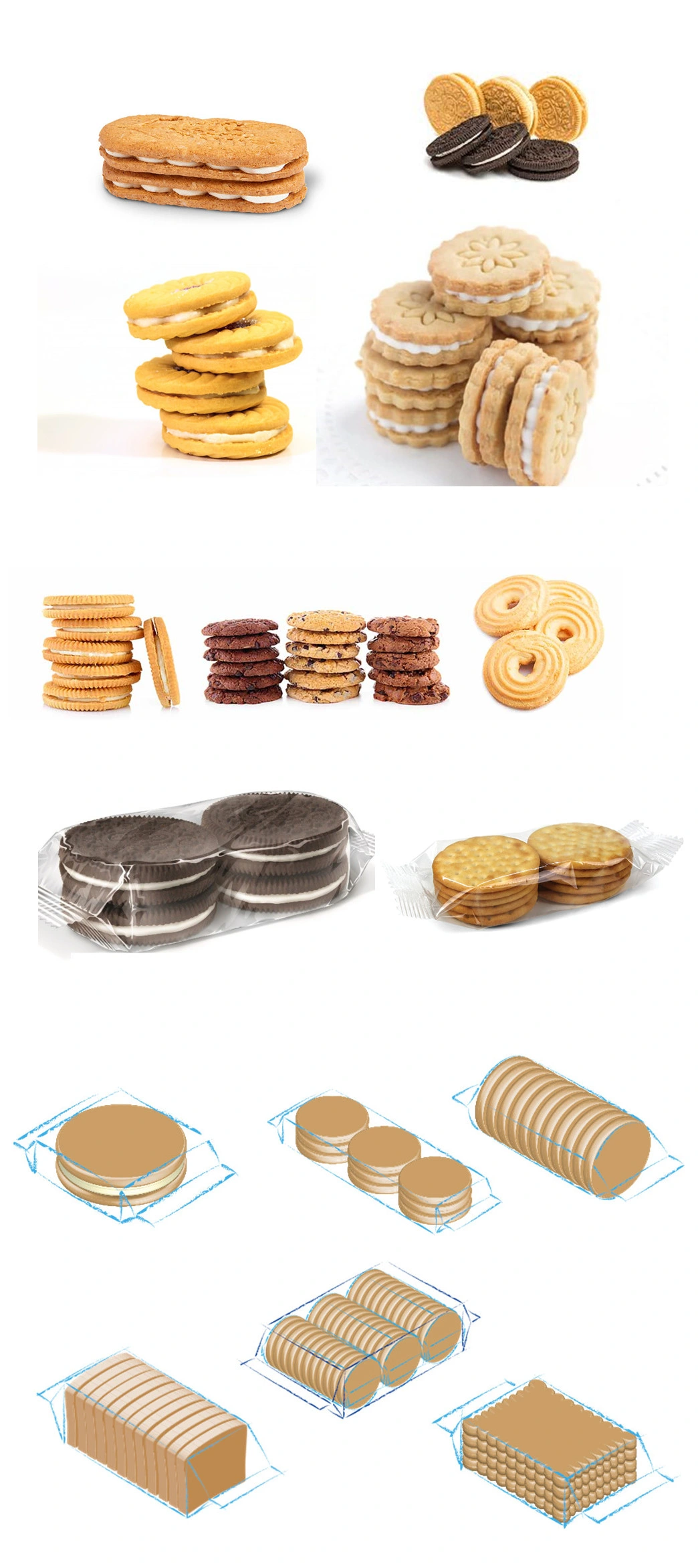 Automatic Tray Free Biscuits Without Tray Plate Biscuits Packing Packaging Machine Equipment